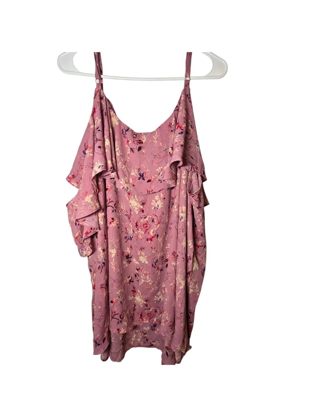 NWT Torrid Plus Size 6X 6 Dusty Rose Pink Floral Lace Up Cold Shoulder Blouse - Picture 8 of 10